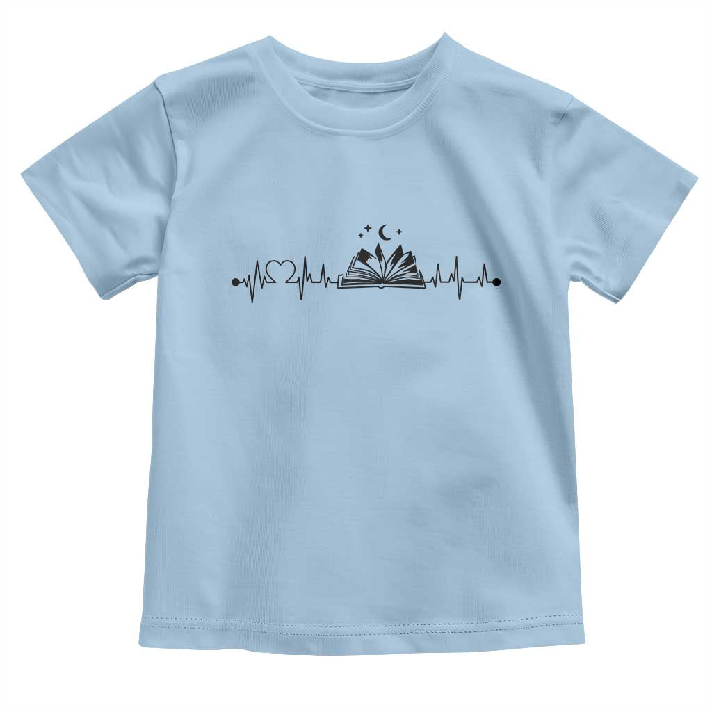 Bookaholic Heartbeat Graphic Toddler T Shirt Vintage Reader Lifeline Gift