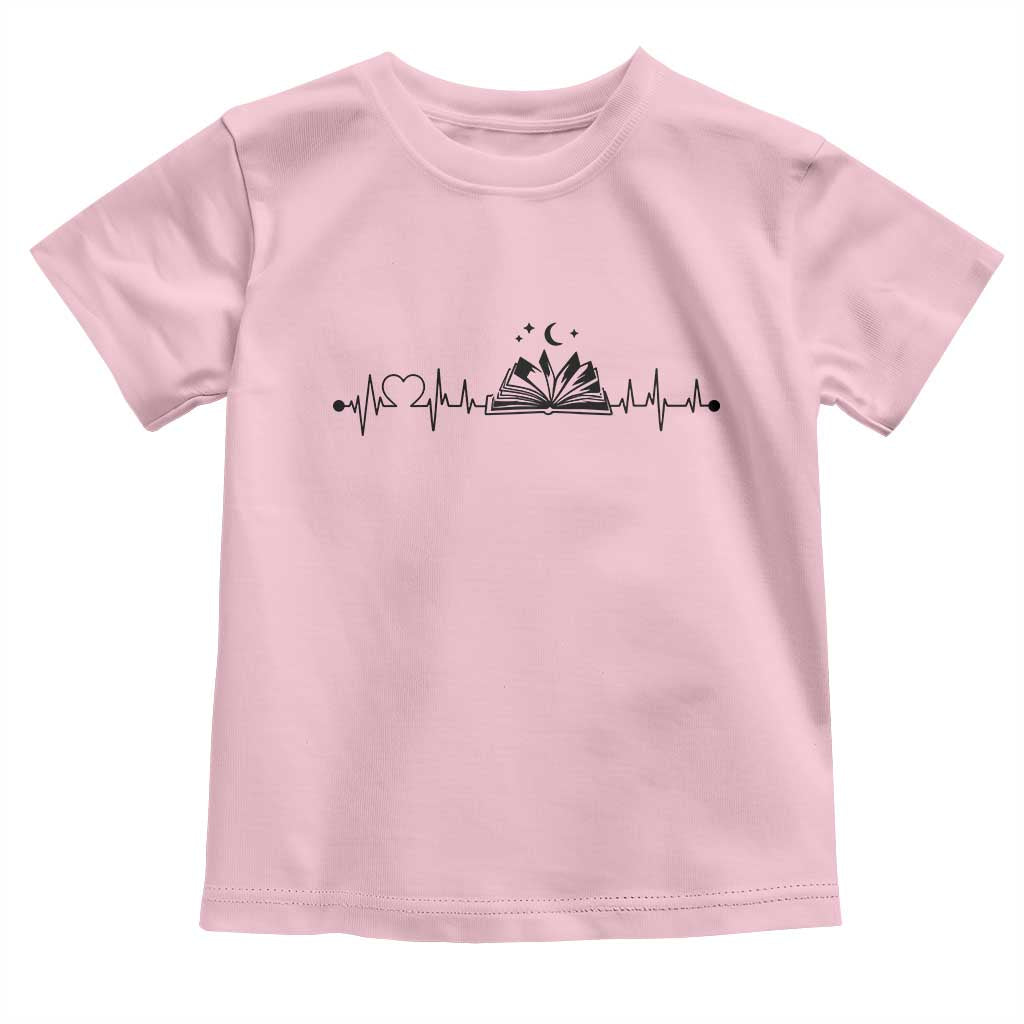 Bookaholic Heartbeat Graphic Toddler T Shirt Vintage Reader Lifeline Gift