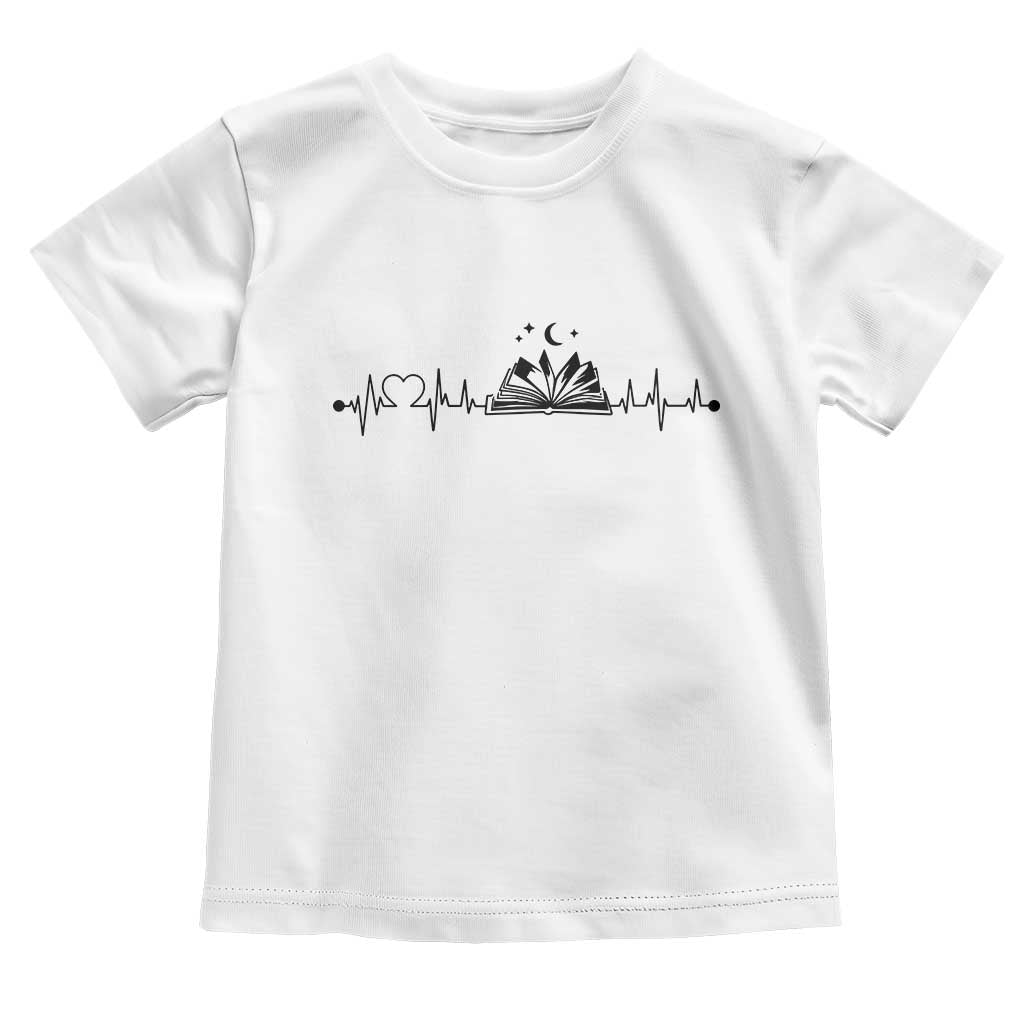 Bookaholic Heartbeat Graphic Toddler T Shirt Vintage Reader Lifeline Gift