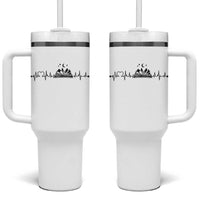 Bookaholic Heartbeat Graphic Tumbler With Handle Vintage Reader Lifeline Gift