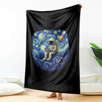 Starry Night Space Bookworm Throw Blanket Funny Astronaut Reader Gift