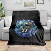 Starry Night Space Bookworm Throw Blanket Funny Astronaut Reader Gift