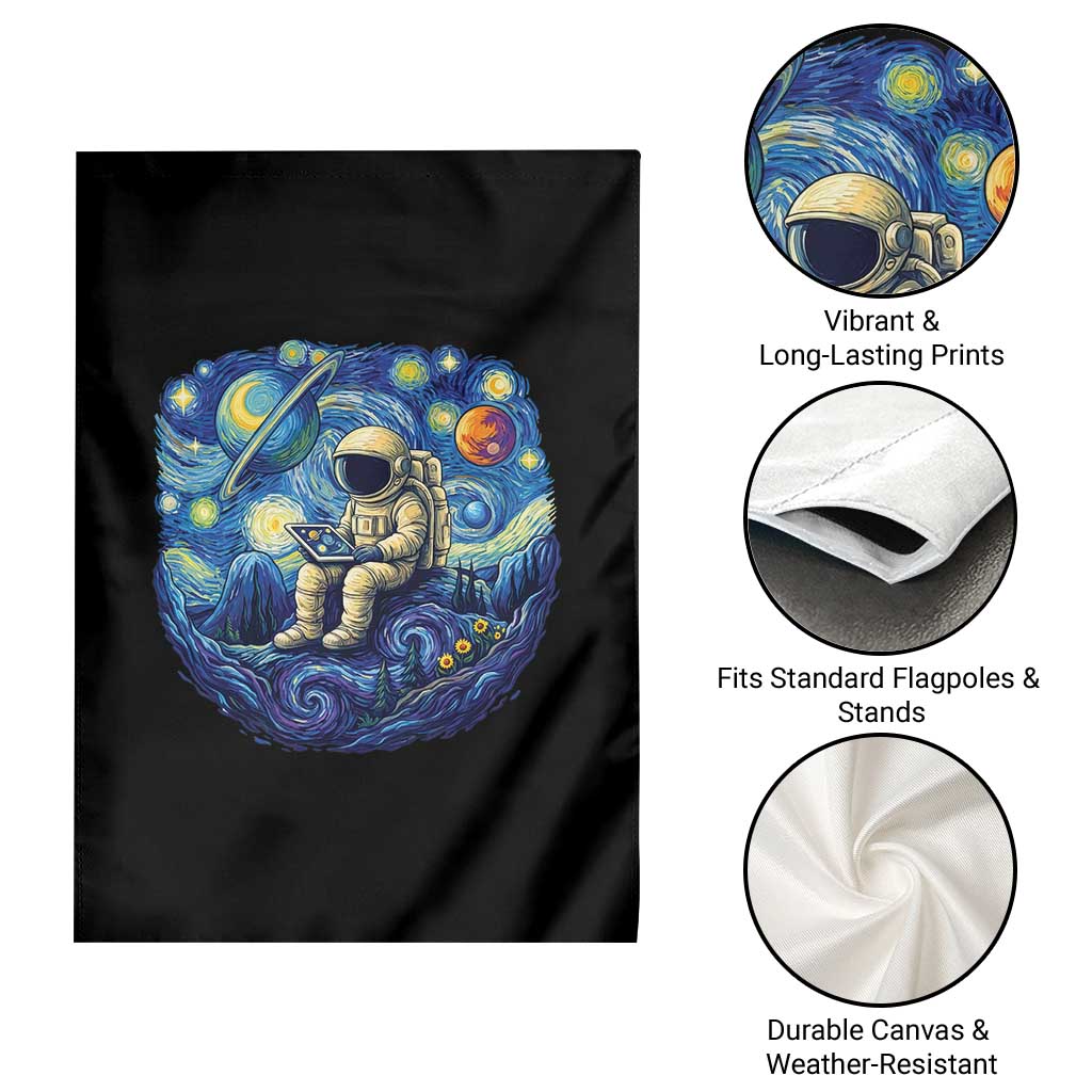 Starry Night Space Bookworm Garden Flag Funny Astronaut Reader Gift