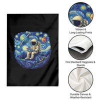 Starry Night Space Bookworm Garden Flag Funny Astronaut Reader Gift