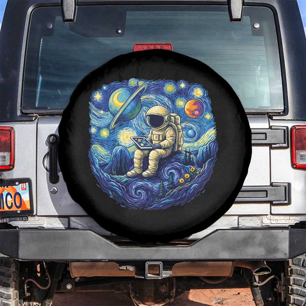 Starry Night Space Bookworm Spare Tire Cover Funny Astronaut Reader Gift