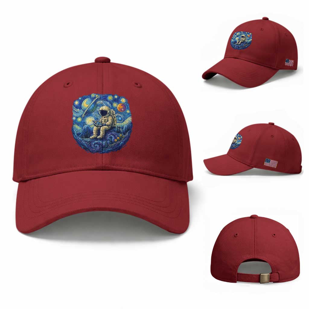 Starry Night Space Bookworm Baseball Cap Funny Astronaut Reader Gift