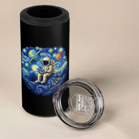 Starry Night Space Bookworm 4 in 1 Can Cooler Tumbler Funny Astronaut Reader Gift