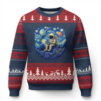 Starry Night Space Bookworm Ugly Christmas Sweater Funny Astronaut Reader Gift