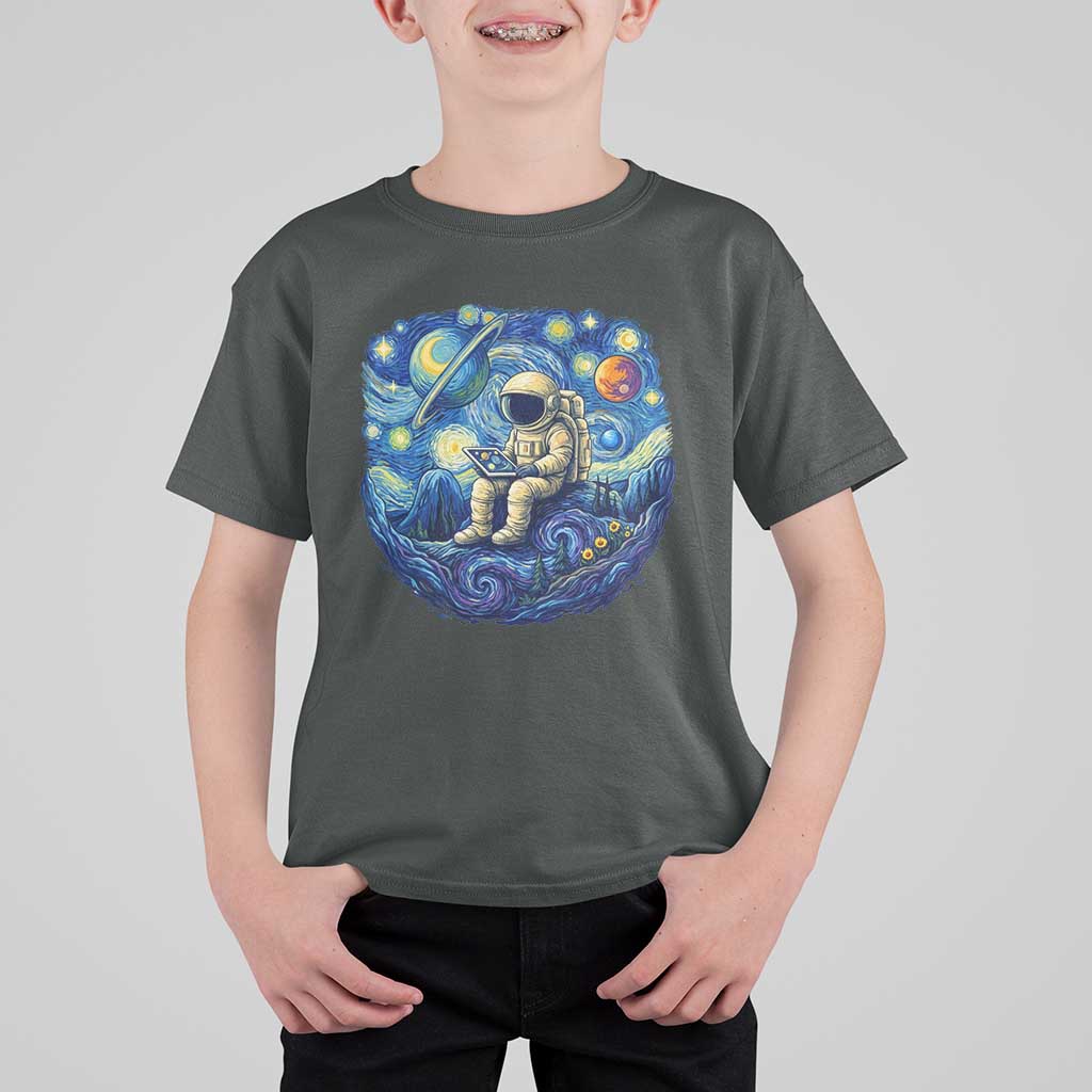 Starry Night Space Bookworm T Shirt For Kid Funny Astronaut Reader Gift