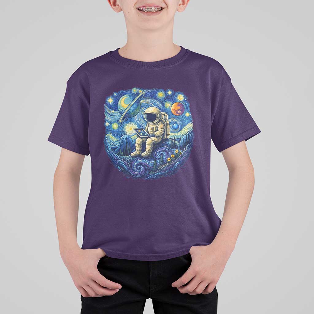 Starry Night Space Bookworm T Shirt For Kid Funny Astronaut Reader Gift