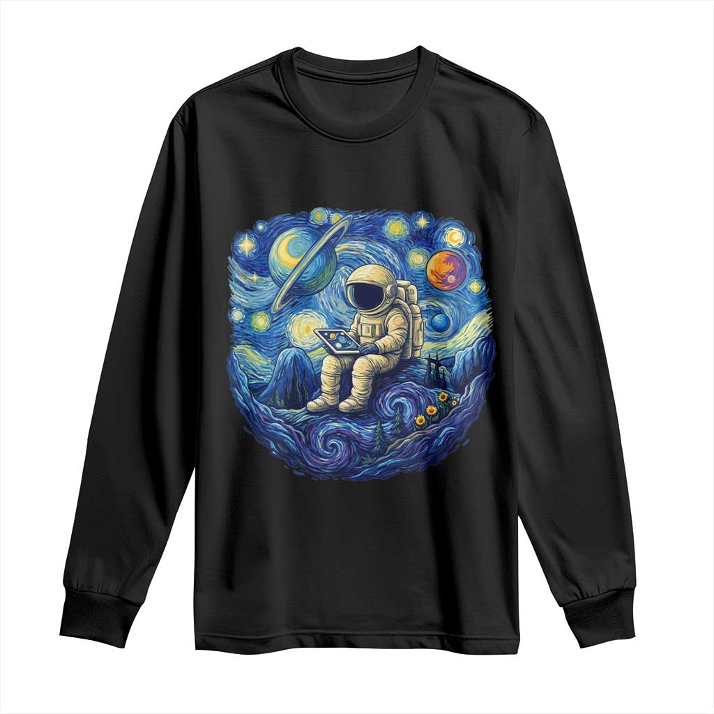 Starry Night Space Bookworm Long Sleeve Shirt Funny Astronaut Reader Gift