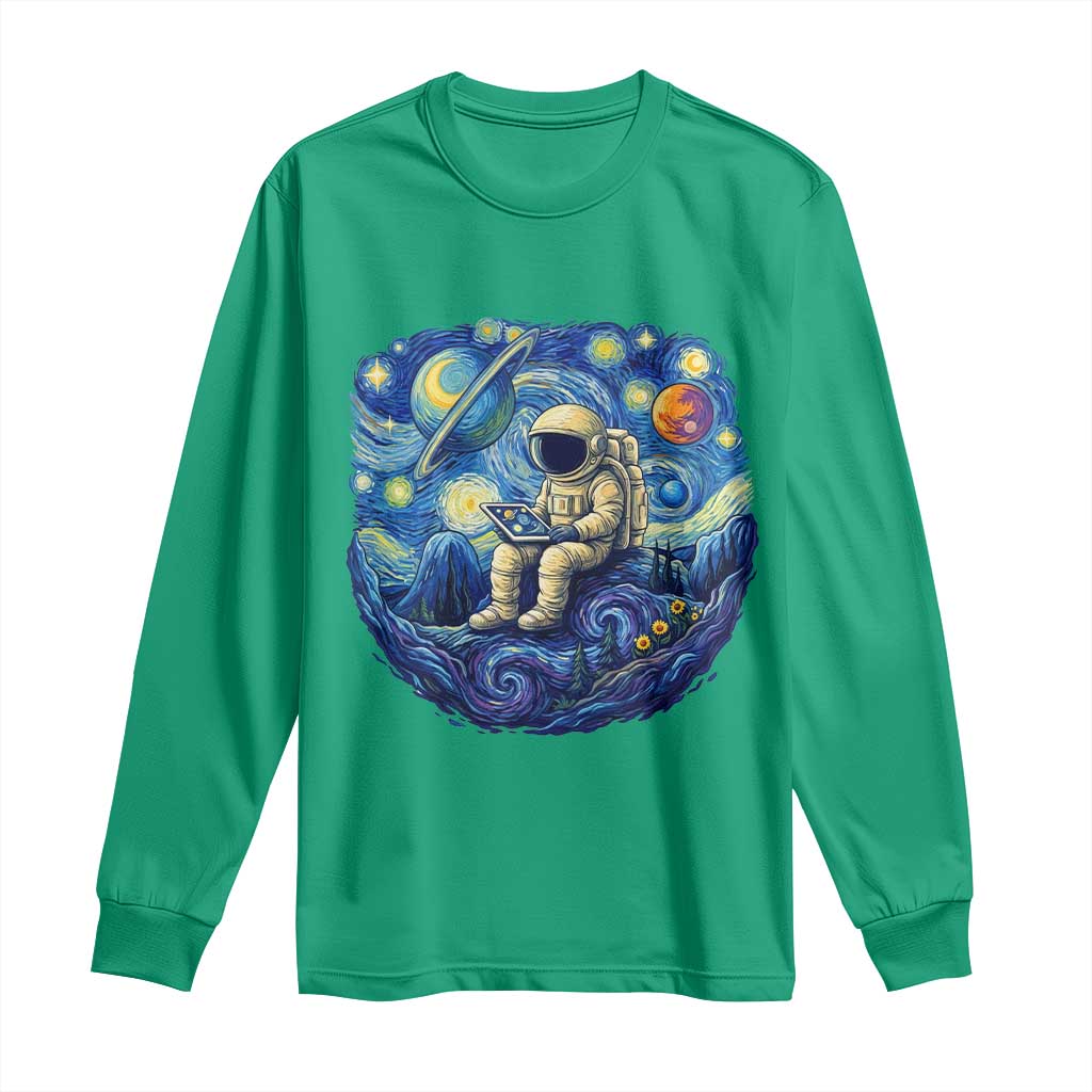Starry Night Space Bookworm Long Sleeve Shirt Funny Astronaut Reader Gift