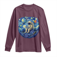 Starry Night Space Bookworm Long Sleeve Shirt Funny Astronaut Reader Gift