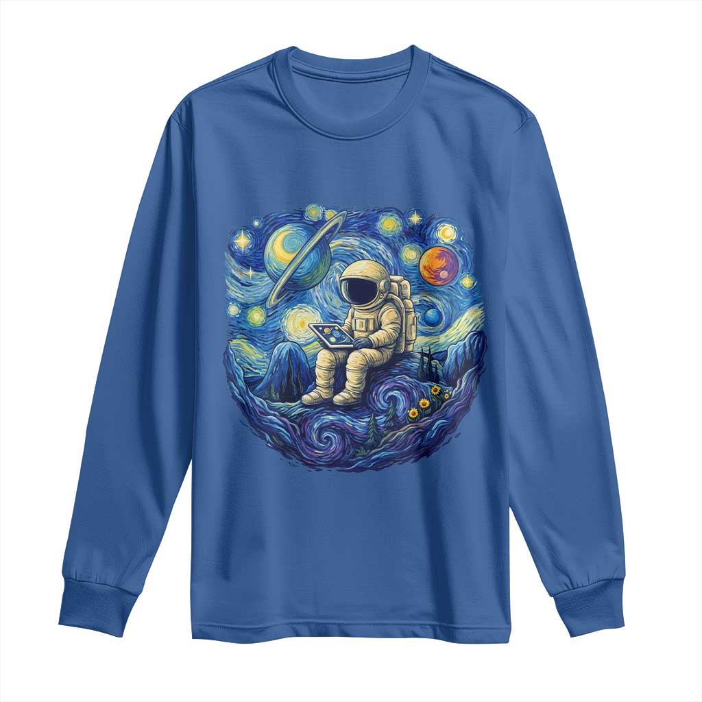 Starry Night Space Bookworm Long Sleeve Shirt Funny Astronaut Reader Gift