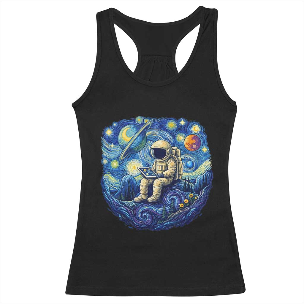 Starry Night Space Bookworm Racerback Tank Top Funny Astronaut Reader Gift