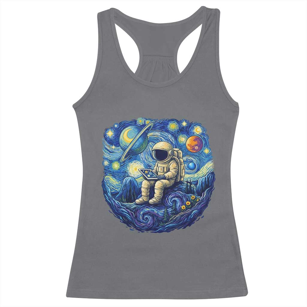 Starry Night Space Bookworm Racerback Tank Top Funny Astronaut Reader Gift