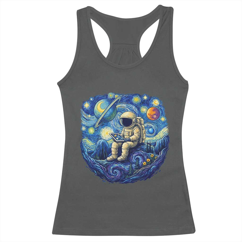 Starry Night Space Bookworm Racerback Tank Top Funny Astronaut Reader Gift