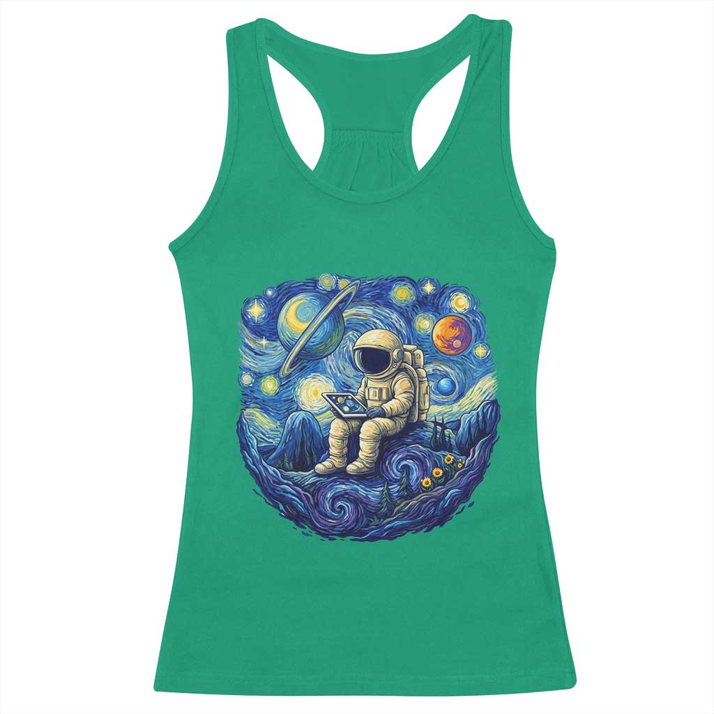 Starry Night Space Bookworm Racerback Tank Top Funny Astronaut Reader Gift