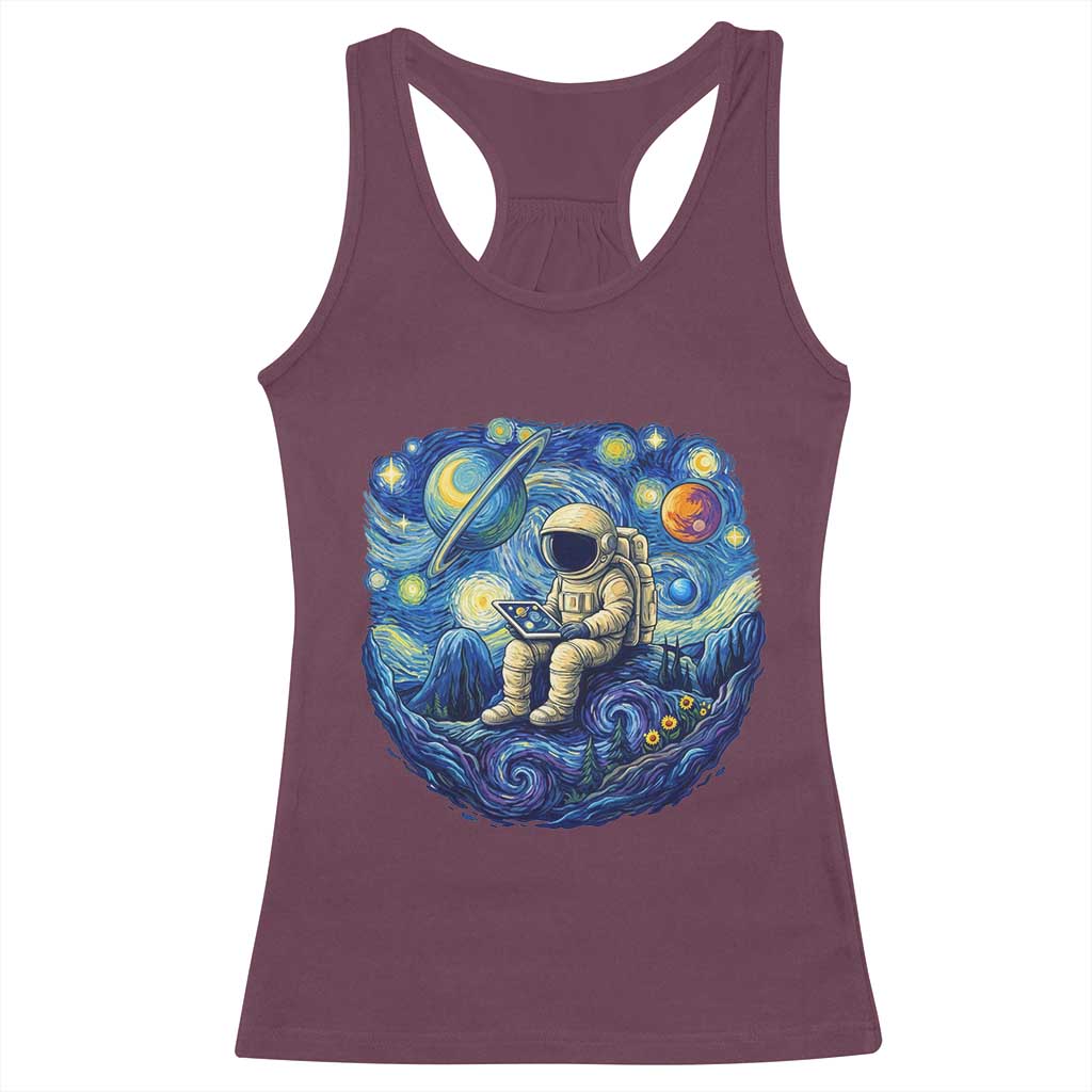 Starry Night Space Bookworm Racerback Tank Top Funny Astronaut Reader Gift