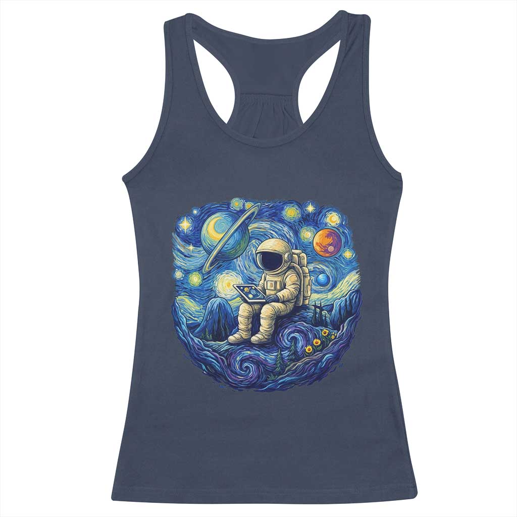 Starry Night Space Bookworm Racerback Tank Top Funny Astronaut Reader Gift