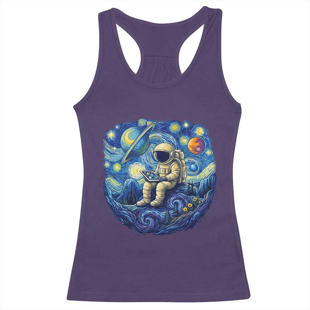 Starry Night Space Bookworm Racerback Tank Top Funny Astronaut Reader Gift