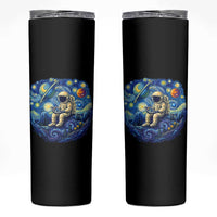Starry Night Space Bookworm Skinny Tumbler Funny Astronaut Reader Gift