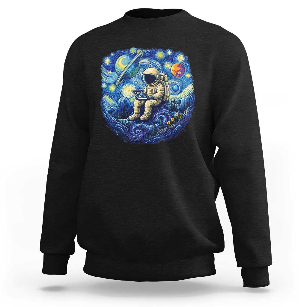 Starry Night Space Bookworm Sweatshirt Funny Astronaut Reader Gift