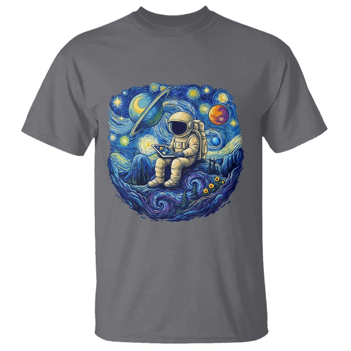 Starry Night Space Bookworm T Shirt Funny Astronaut Reader Gift