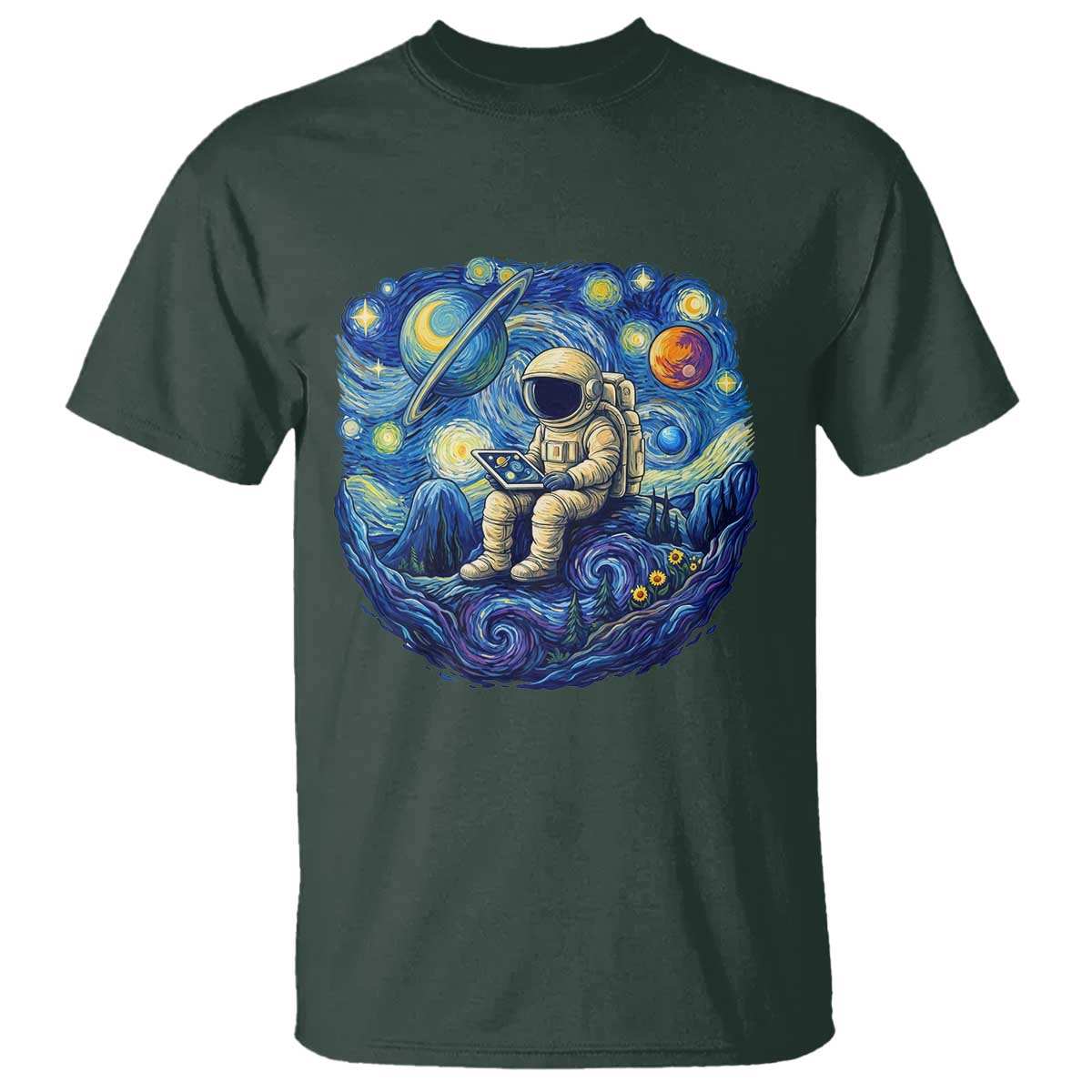 Starry Night Space Bookworm T Shirt Funny Astronaut Reader Gift