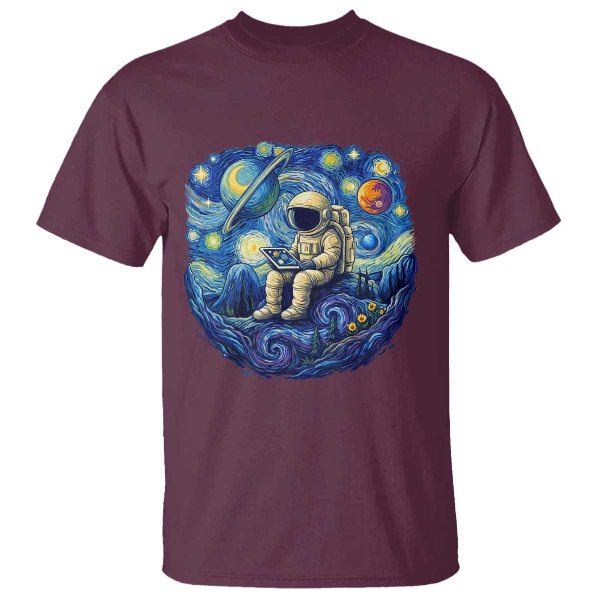 Starry Night Space Bookworm T Shirt Funny Astronaut Reader Gift