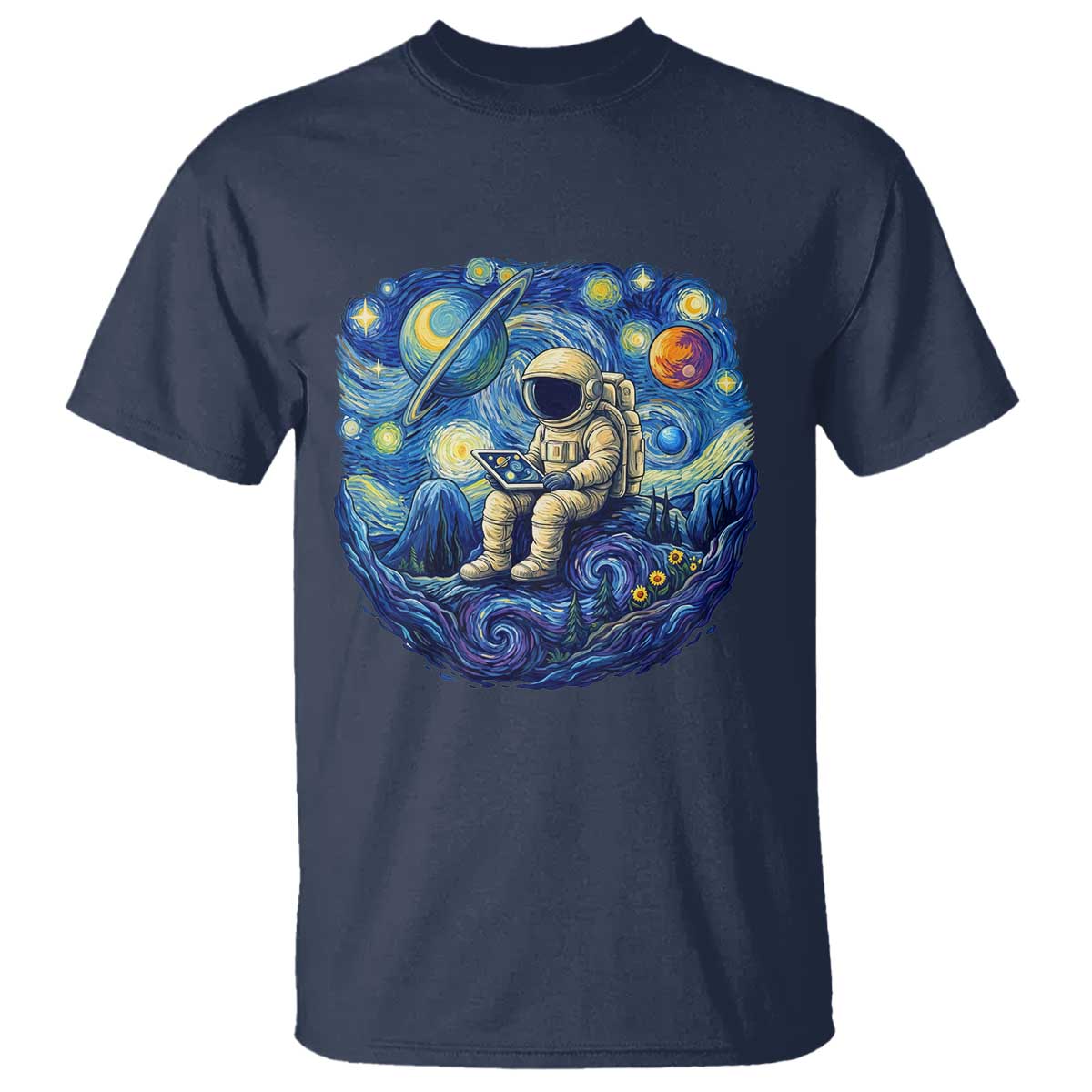 Starry Night Space Bookworm T Shirt Funny Astronaut Reader Gift