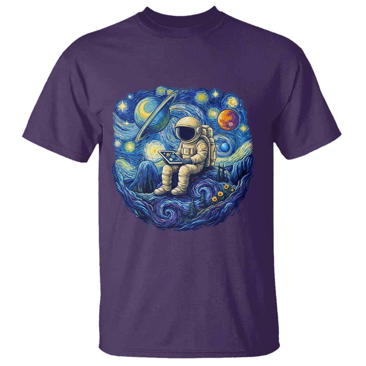 Starry Night Space Bookworm T Shirt Funny Astronaut Reader Gift