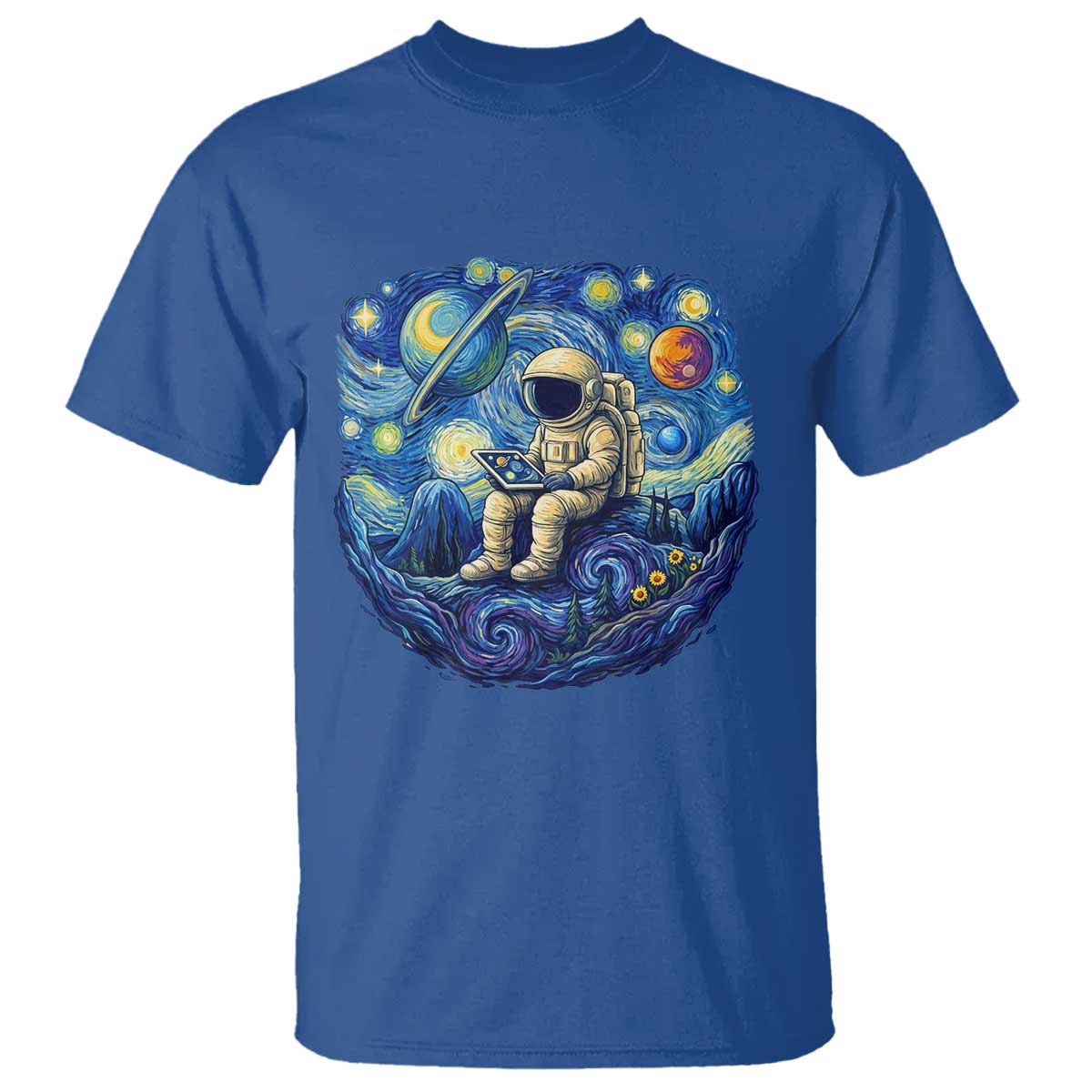Starry Night Space Bookworm T Shirt Funny Astronaut Reader Gift
