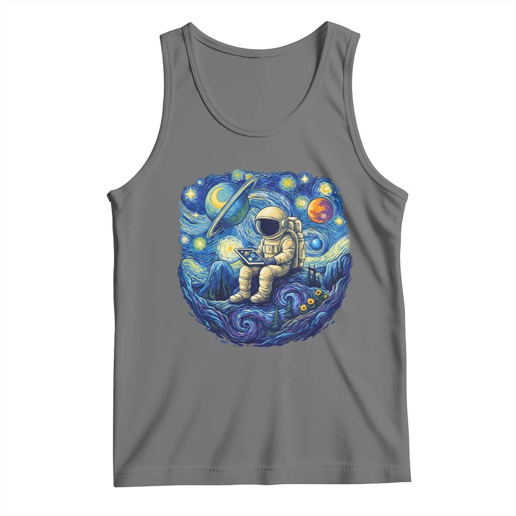 Starry Night Space Bookworm Tank Top Funny Astronaut Reader Gift