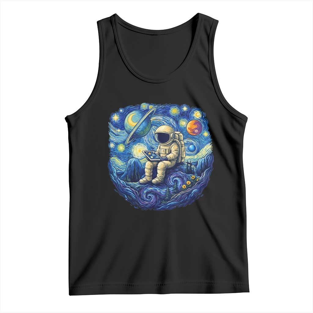 Starry Night Space Bookworm Tank Top Funny Astronaut Reader Gift