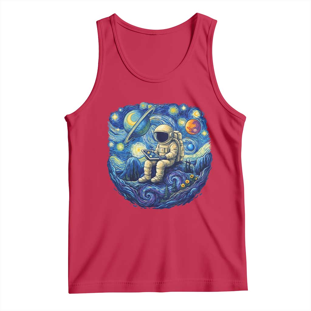 Starry Night Space Bookworm Tank Top Funny Astronaut Reader Gift