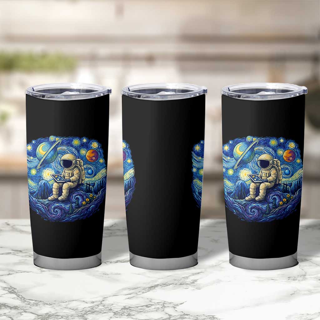 Starry Night Space Bookworm Tumbler Cup Funny Astronaut Reader Gift