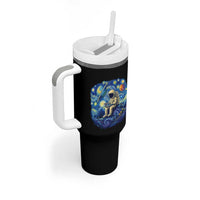 Starry Night Space Bookworm Tumbler With Handle Funny Astronaut Reader Gift