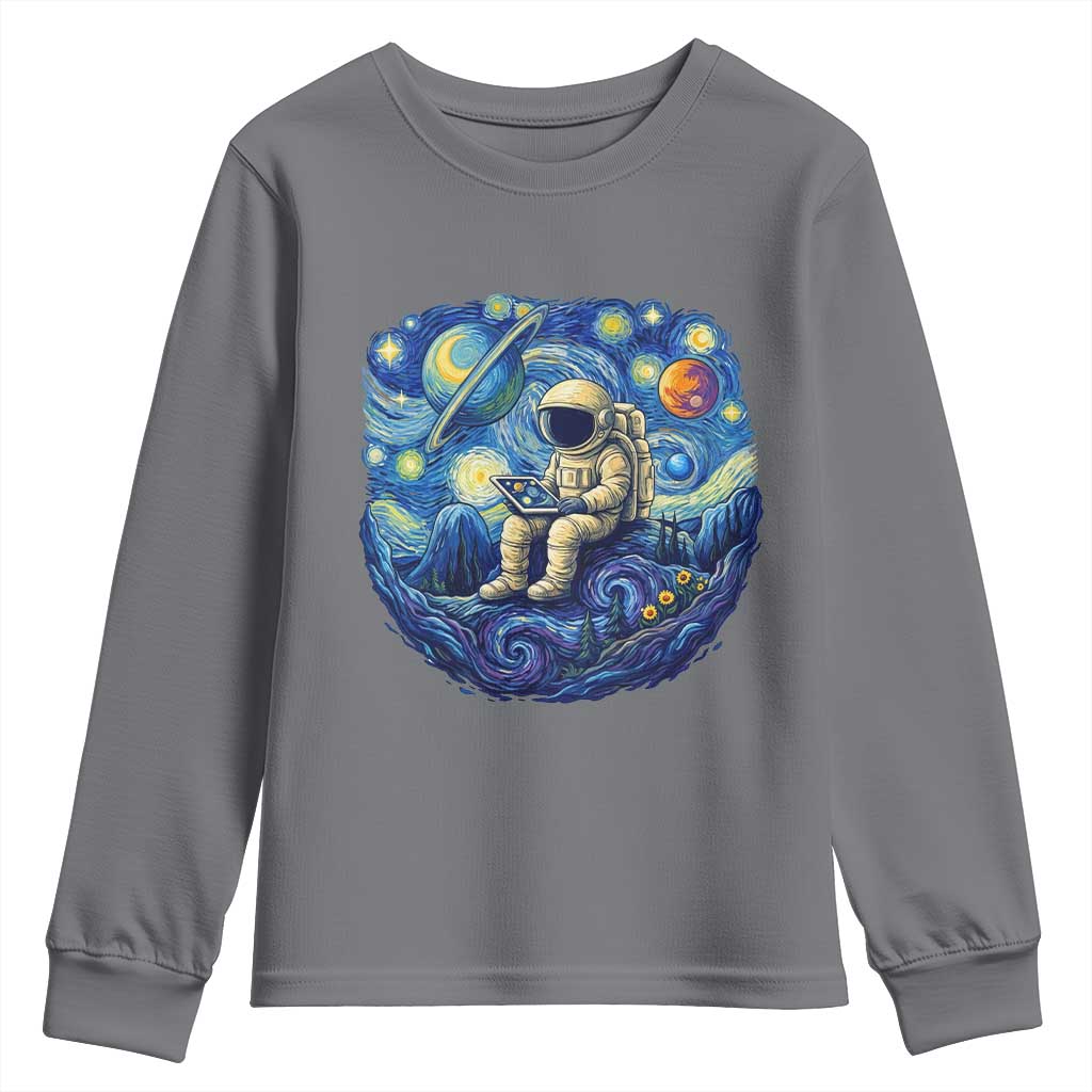 Starry Night Space Bookworm Youth Sweatshirt Funny Astronaut Reader Gift