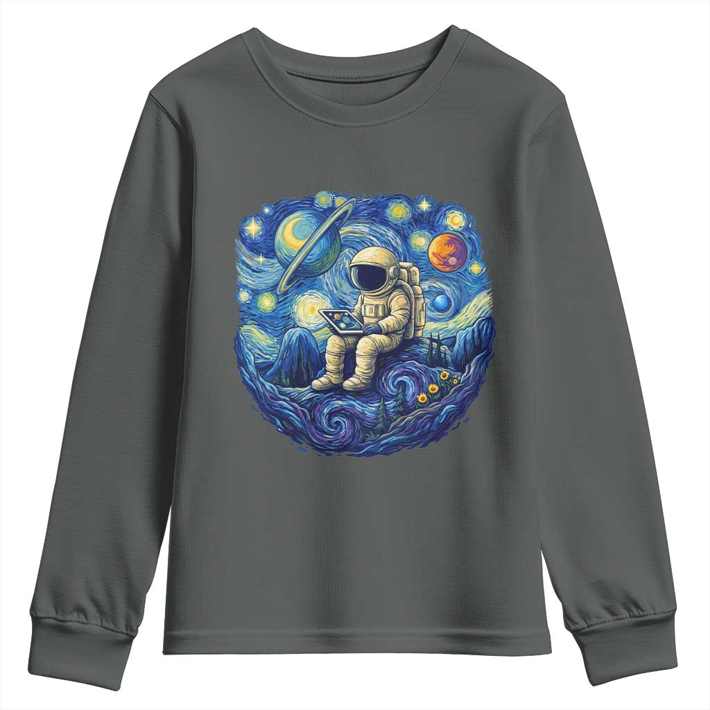 Starry Night Space Bookworm Youth Sweatshirt Funny Astronaut Reader Gift