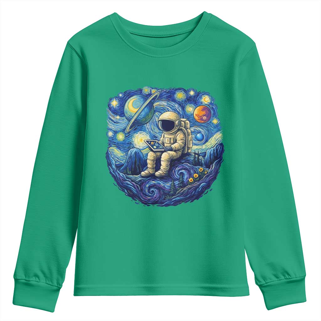 Starry Night Space Bookworm Youth Sweatshirt Funny Astronaut Reader Gift
