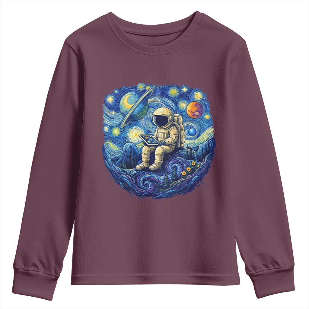 Starry Night Space Bookworm Youth Sweatshirt Funny Astronaut Reader Gift