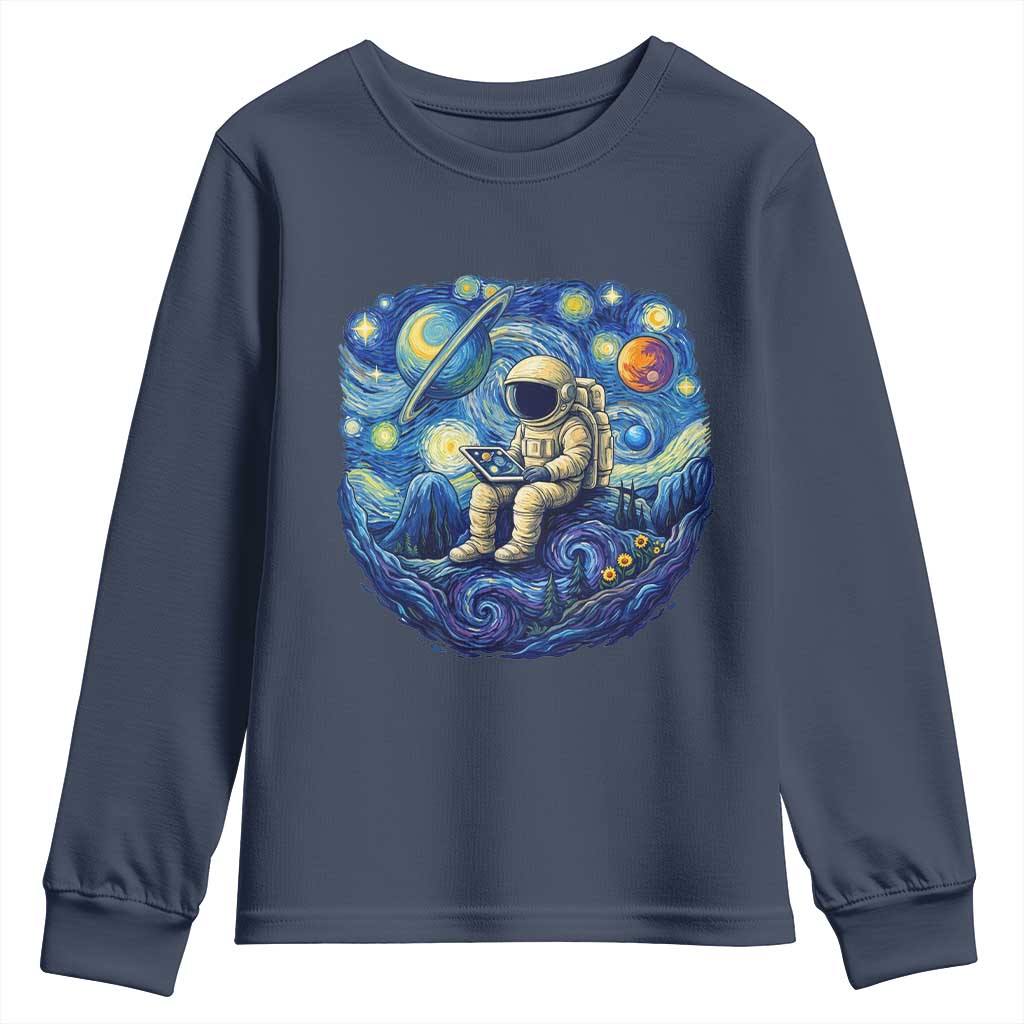 Starry Night Space Bookworm Youth Sweatshirt Funny Astronaut Reader Gift