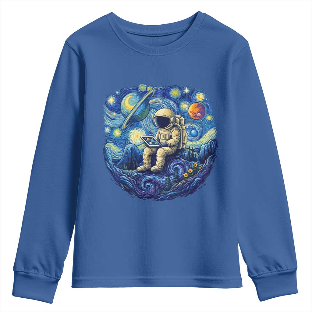 Starry Night Space Bookworm Youth Sweatshirt Funny Astronaut Reader Gift