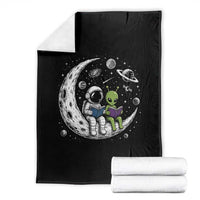 Funny Bookworm In Space Throw Blanket Cute Astronaut And Alien Reading