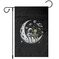 Funny Bookworm In Space Garden Flag Cute Astronaut And Alien Reading