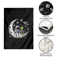 Funny Bookworm In Space Garden Flag Cute Astronaut And Alien Reading