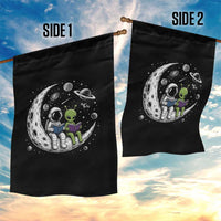 Funny Bookworm In Space Garden Flag Cute Astronaut And Alien Reading