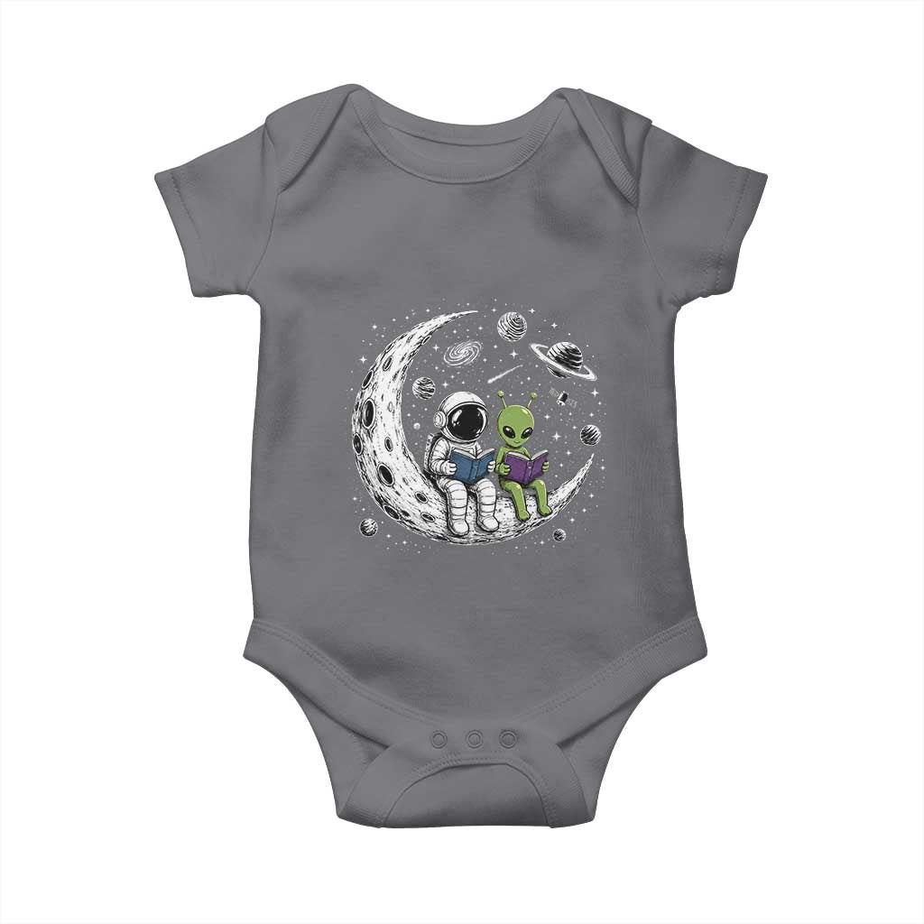 Funny Bookworm In Space Baby Onesie Cute Astronaut And Alien Reading
