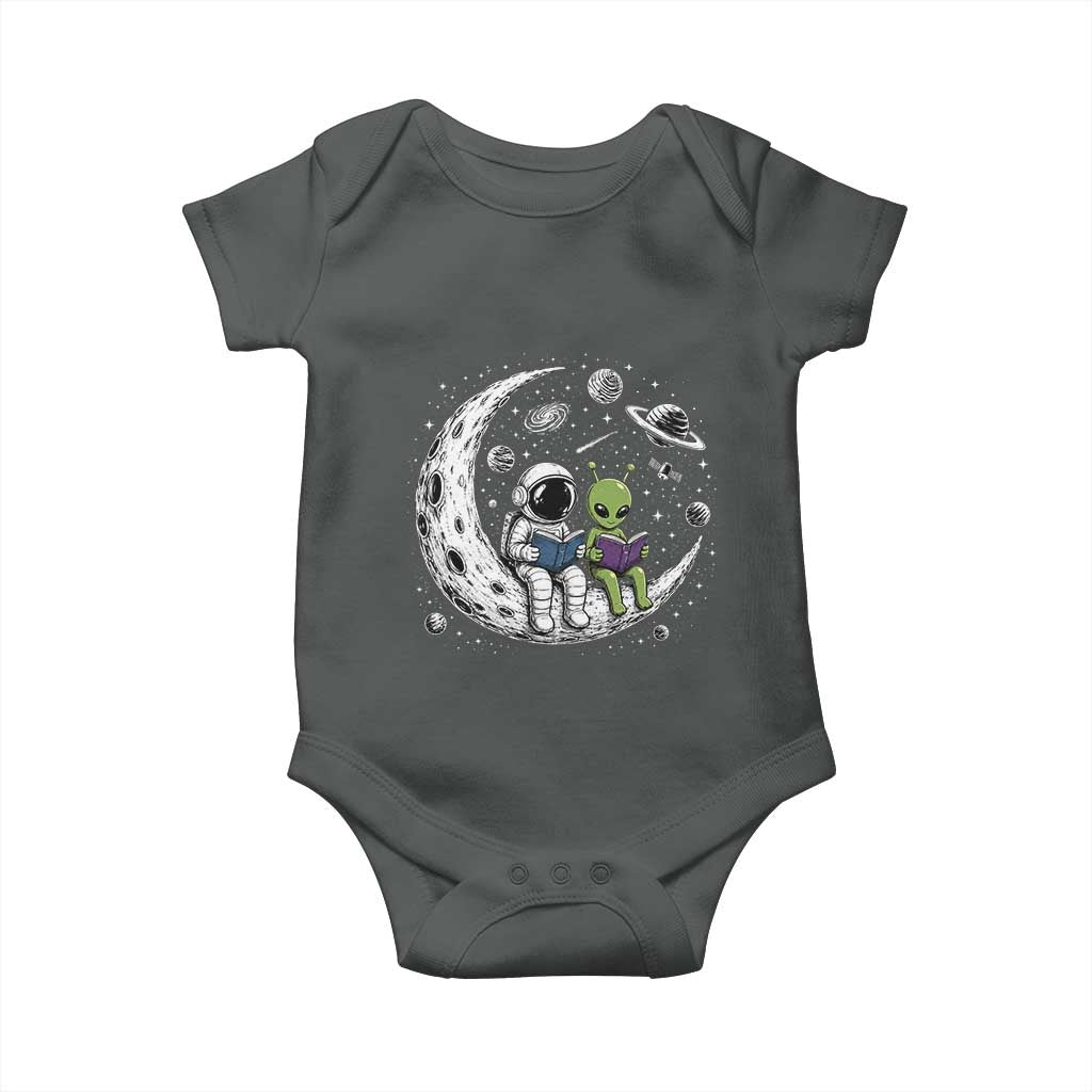 Funny Bookworm In Space Baby Onesie Cute Astronaut And Alien Reading